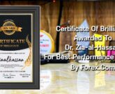 Certificate Of Brilliance From Forex.Com Forex Award To Dr. Zia-al-Hassan
