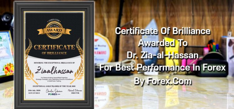 Certificate Of Brilliance From Forex.Com Forex Award To Dr. Zia-al-Hassan