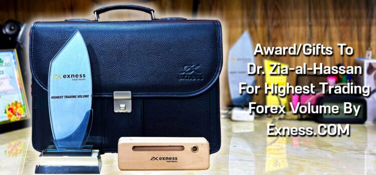Highest Trading Volume And Leather Bag Forex Trading Award To Dr. Zia-al-Hassan ForexGuru.Pk By Exness